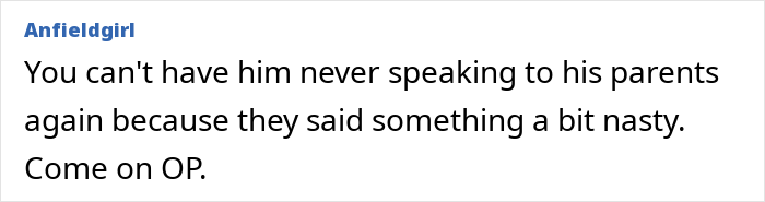 Screenshot of a forum comment about a woman shocked after overhearing boyfriend&rsquo;s parents discussing her negatively.