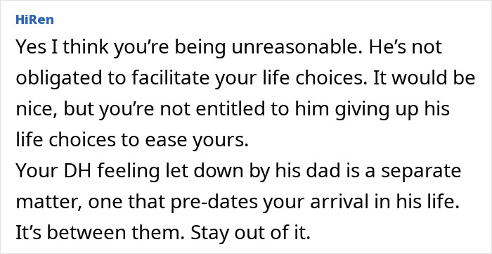 Comment discussing grandpa skipping babysitting duty, causing tension with daughter-in-law over kids care. - 31