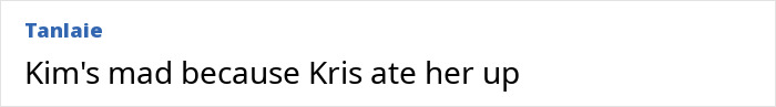 Screenshot of a social media comment reading "Kim's mad because Kris ate her up" referencing Skeleton Barbie leg Photoshop fail.