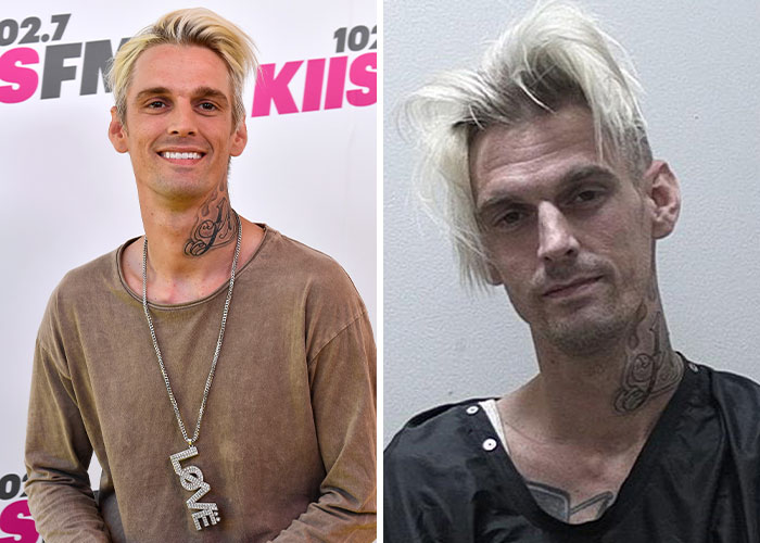 Side-by-side photos of a male celebrity showing a drastic change, illustrating stars who went from beloved to hated.