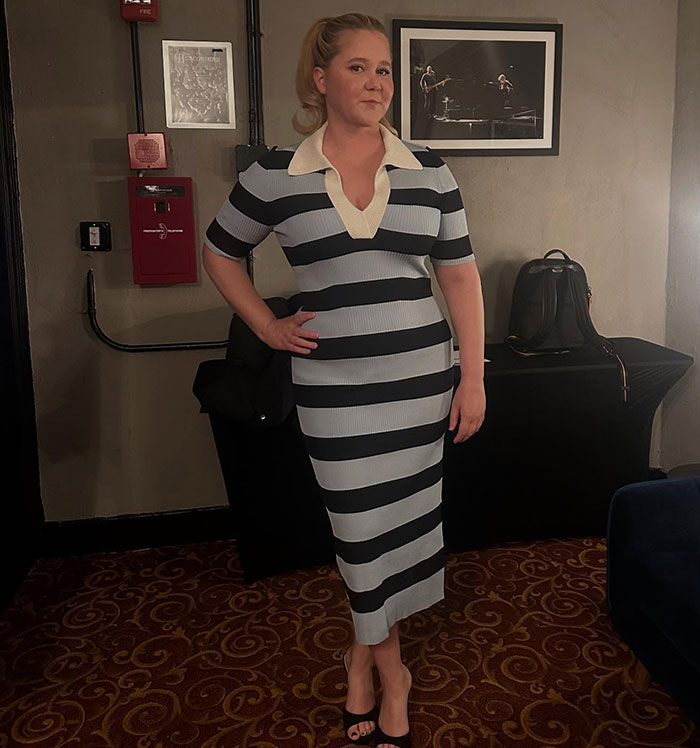 Amy Schumer flaunting thinnest-ever figure in a striped dress after admitting to using new weight loss jab. Amy Schumer flaunting thinnest-ever figure in a striped dress after admitting to using new weight loss jab.