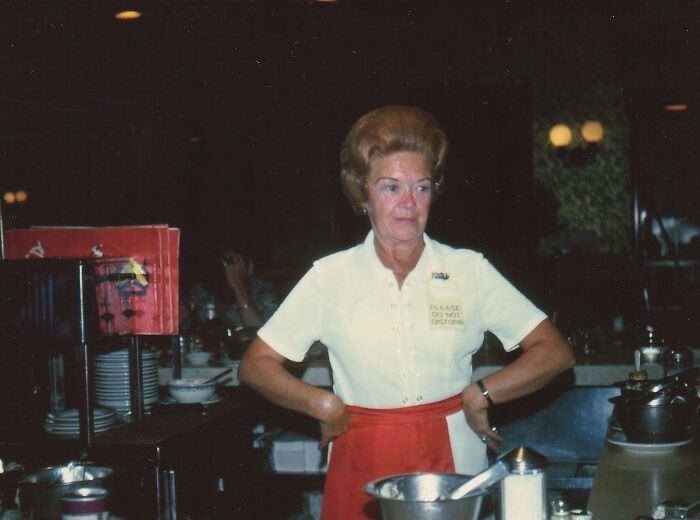 Woman in a restaurant kitchen in Florida during the 1970s, representing women breaking barriers in the era.