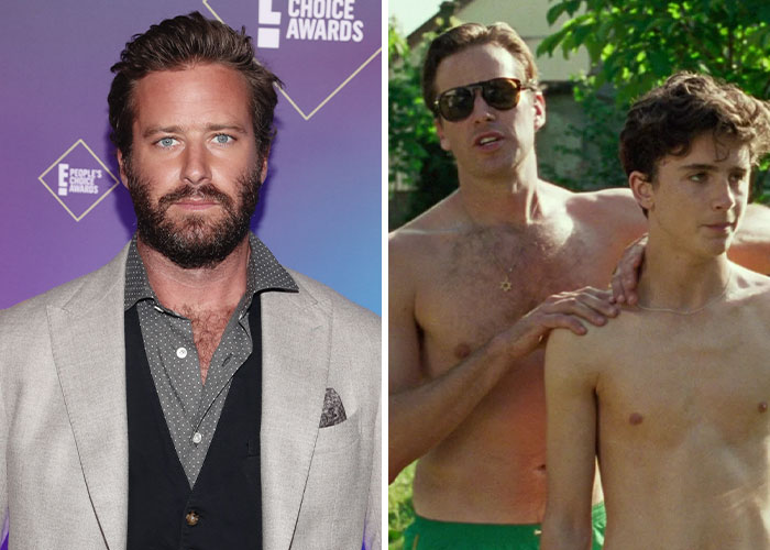 Actor at awards event and two shirtless actors in outdoor scene, illustrating stars who went from beloved to hated fast.