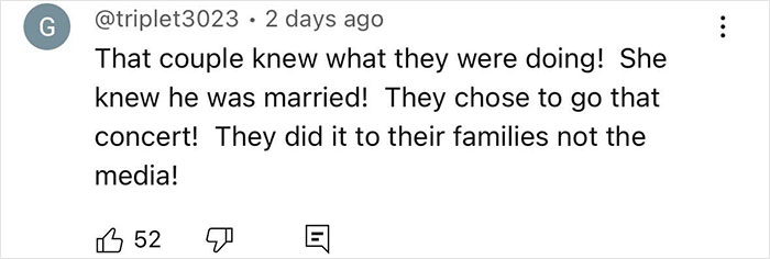 Social media comment discussing the woman who recorded CEO cheating on Coldplay kiss cam incident.