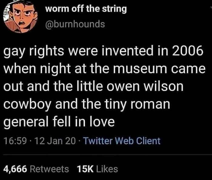 Twitter meme about gay rights referencing 2006 movie couples, featured on an LGBTQ+ memes Instagram page.