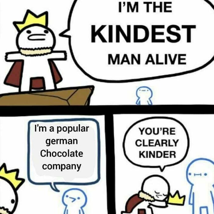 Cartoon meme showing a king and a character joking about kindness, reflecting philosophical meme humor.