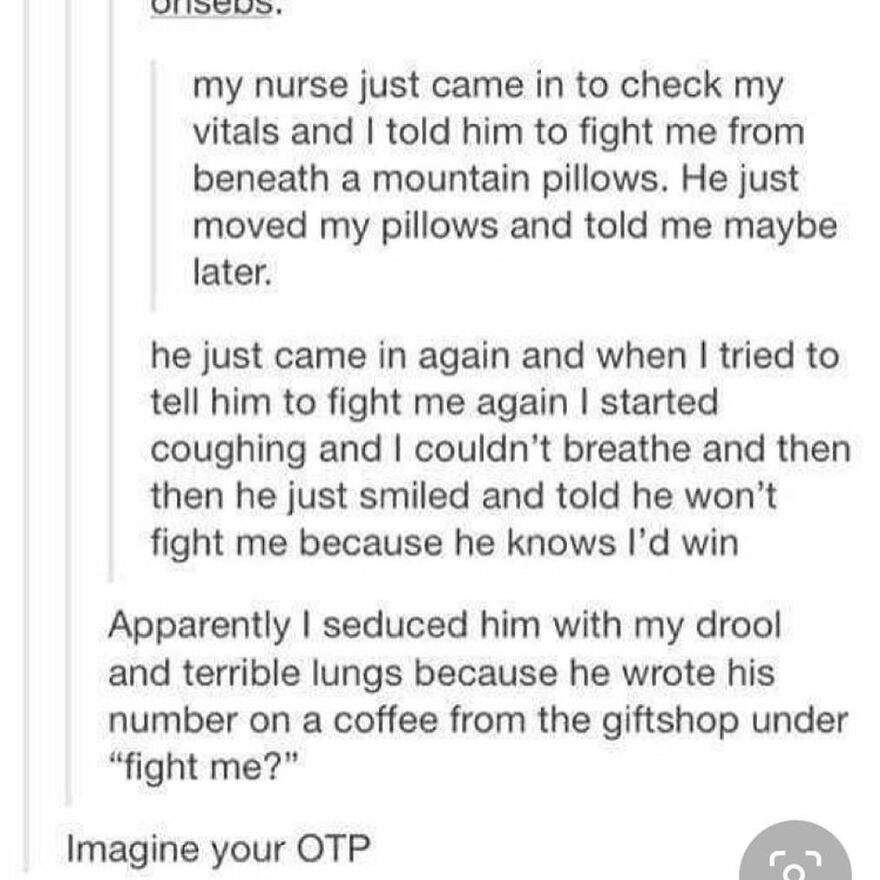 Text story about a nurse and patient interaction included in totally true stories with new pics collection.