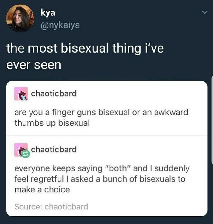 Screenshot of an LGBTQ+ meme discussing different types of bisexuality on an Instagram page dedicated to LGBTQ+ memes.