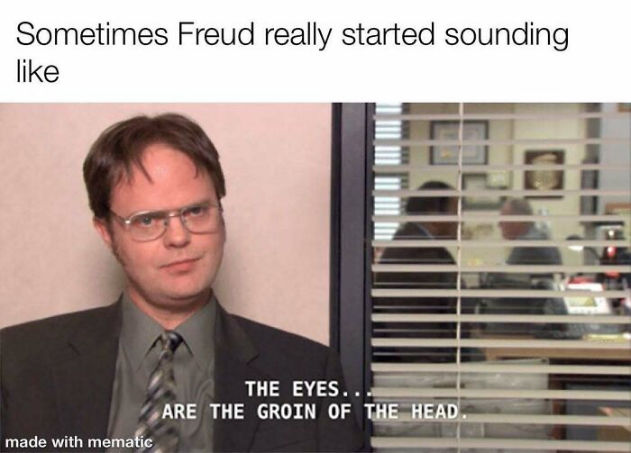 Man in glasses and suit with text meme referencing Freud’s theories in philosophical memes to make you laugh and think.