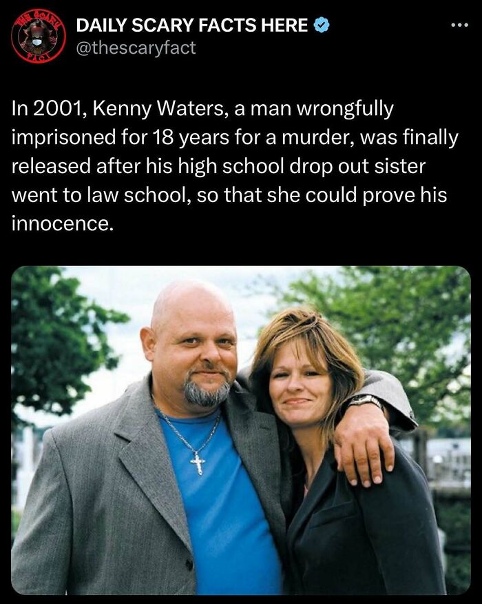 Man wrongfully imprisoned for 18 years reunited with sister who proved his innocence in this scary fact about justice.