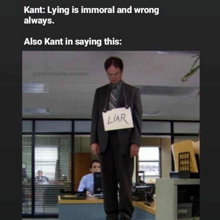 Philosophical meme showing Kant’s contradiction with a humorous depiction referencing the main SEO keyword philosophical memes.