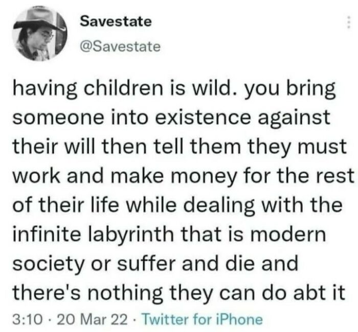 Twitter post screenshot about the challenges of life and society, reflecting casual nihilism memes and relatable themes.