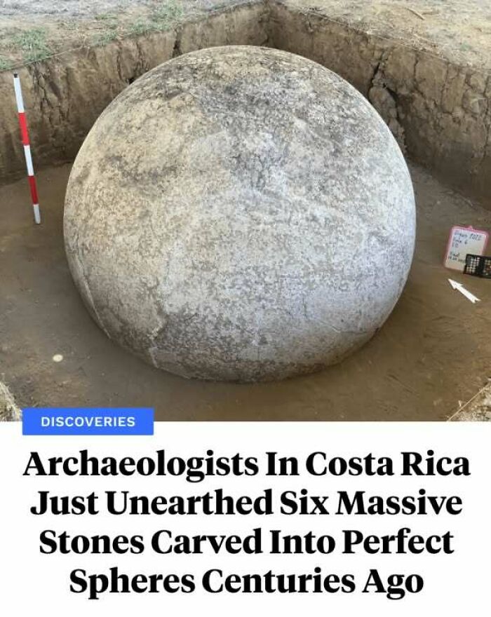 Massive carved stone sphere unearthed by archaeologists in Costa Rica, showcasing interesting facts from ancient discoveries.