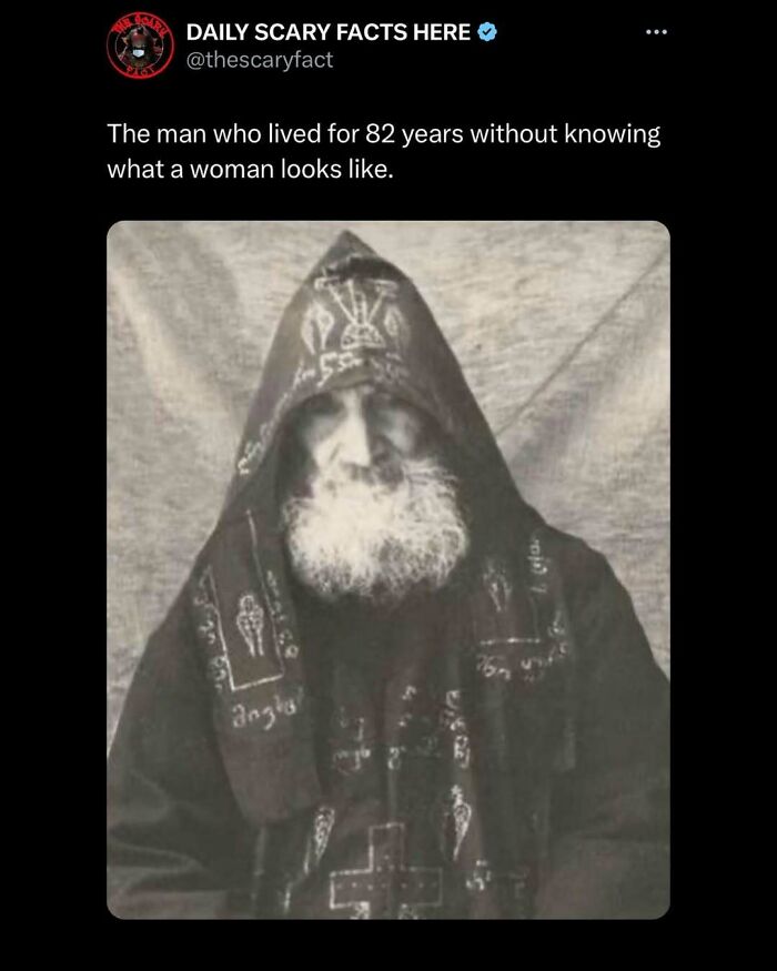Black and white image of an elderly man in a hooded cloak, illustrating a scary fact about living in darkness.