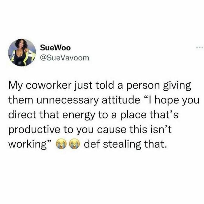 Tweet screenshot showing a witty comment about handling unnecessary attitude, fitting memes relatable to anyone around 30.