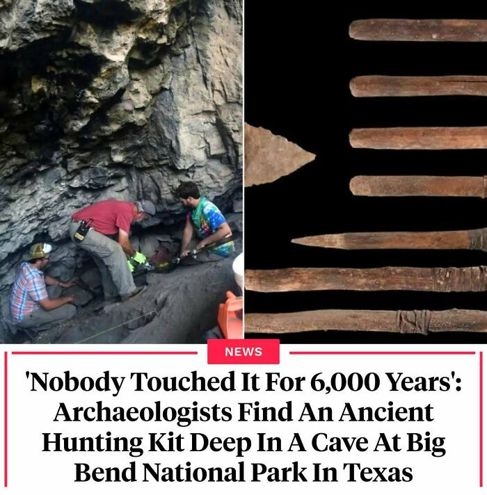 Archaeologists uncover ancient hunting kit in Texas cave showing interesting facts from history and prehistoric tools discovery.