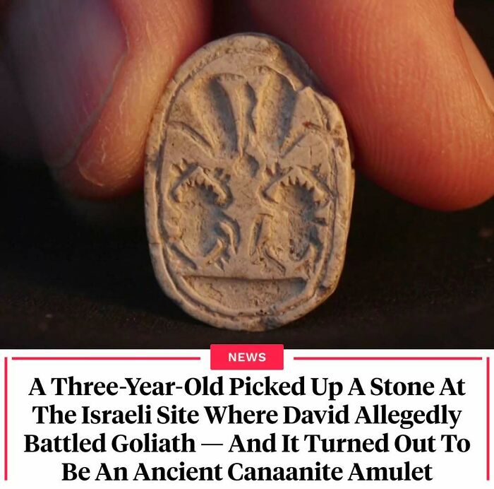 Close-up of an ancient Canaanite amulet held between fingers, revealing interesting facts about historical artifacts.