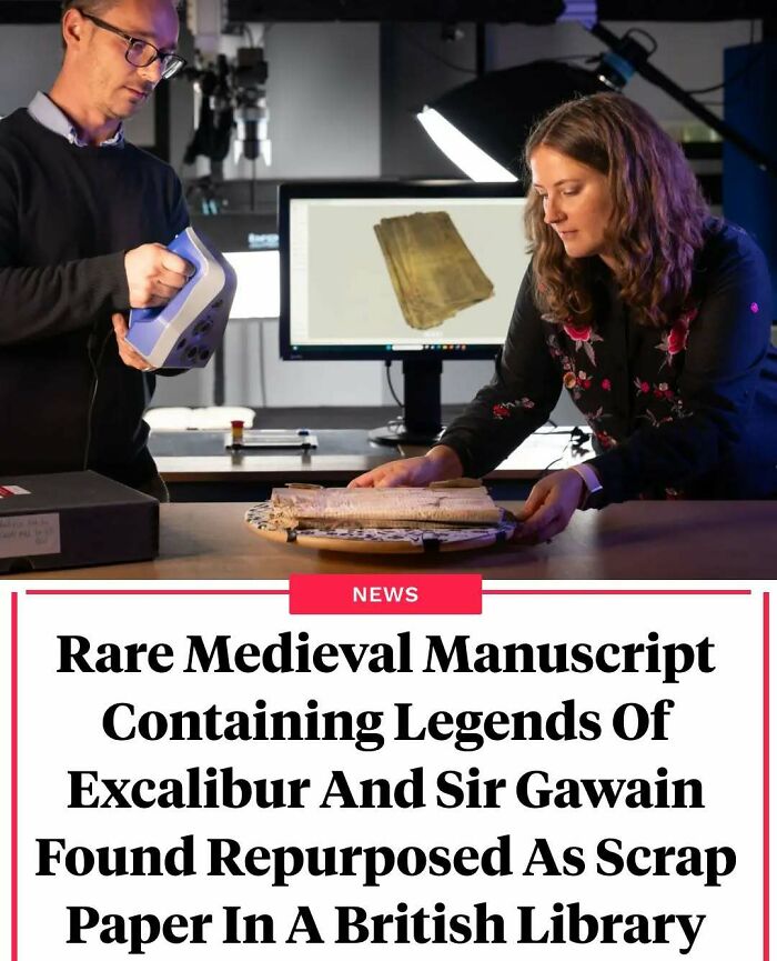 Researchers examining a rare medieval manuscript revealing interesting facts about Excalibur and Sir Gawain legends.