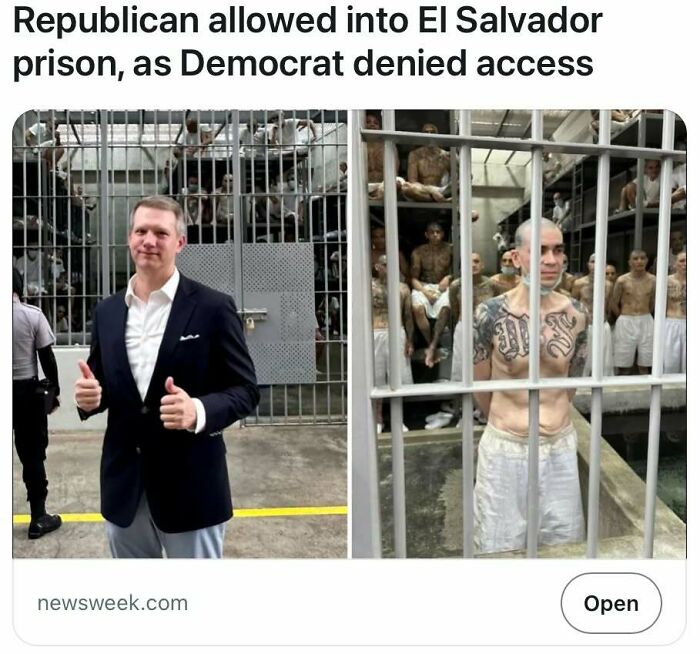 Man in suit giving thumbs up outside prison with inmates behind bars, illustrating shocking headlines in satire news.