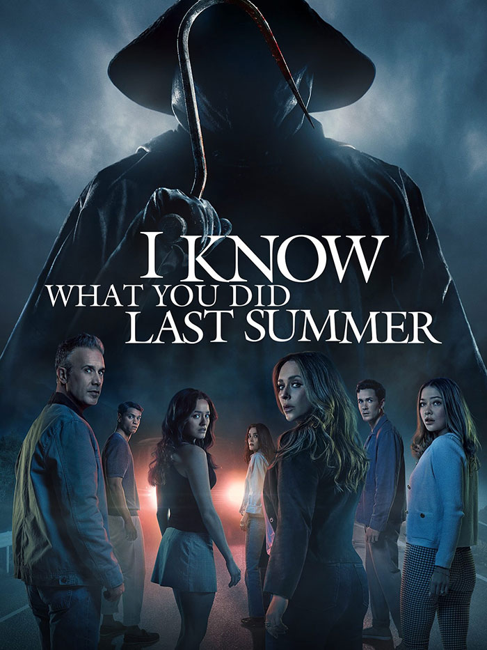 Sarah Michelle Gellar in a dark, suspenseful movie poster with multiple characters and eerie lighting in the background.