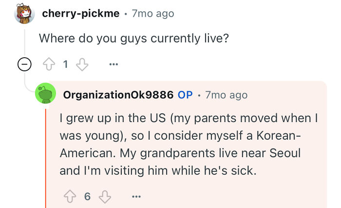 Reddit conversation about a Korean-American visiting his grandfather who escaped North Korea and sharing his life story.