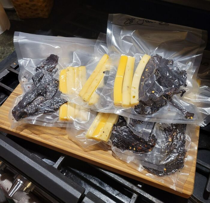 Homemade Smoked Beef Jerky And Smoked Cheese Snack Packs I Made