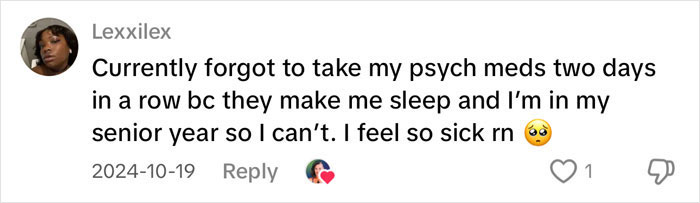 User sharing a personal antidepressant withdrawal experience highlighting difficulties and symptoms in a social media comment.