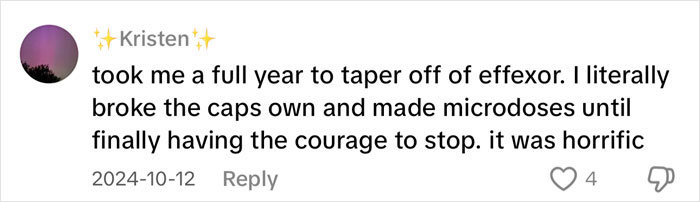 User comment sharing antidepressant withdrawal horror story describing a difficult year-long tapering experience.