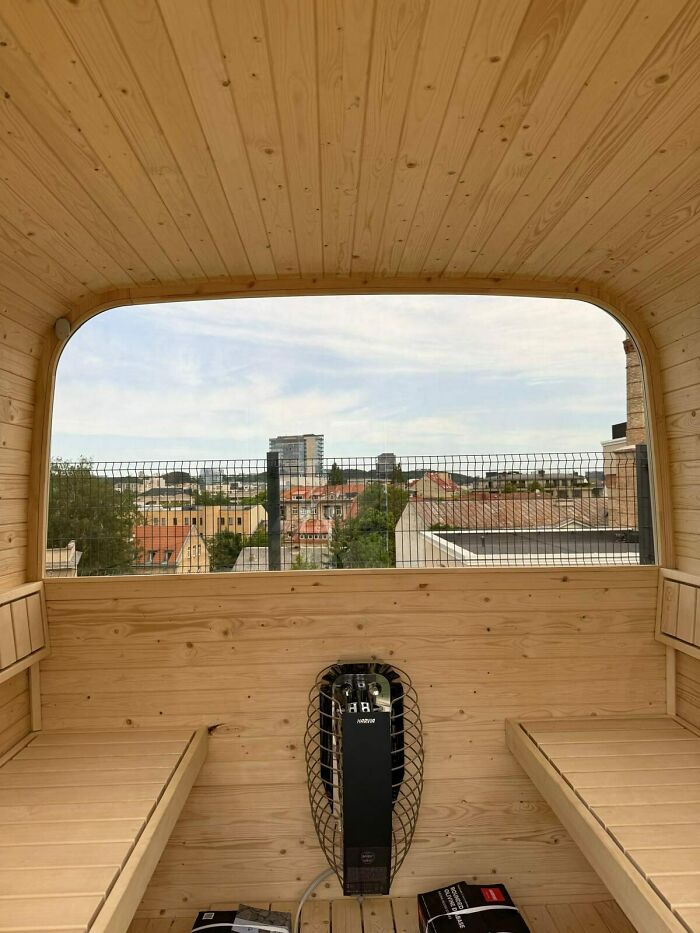 We Installed A Minimalist Sauna ULA On A Rooftop In Vilnius