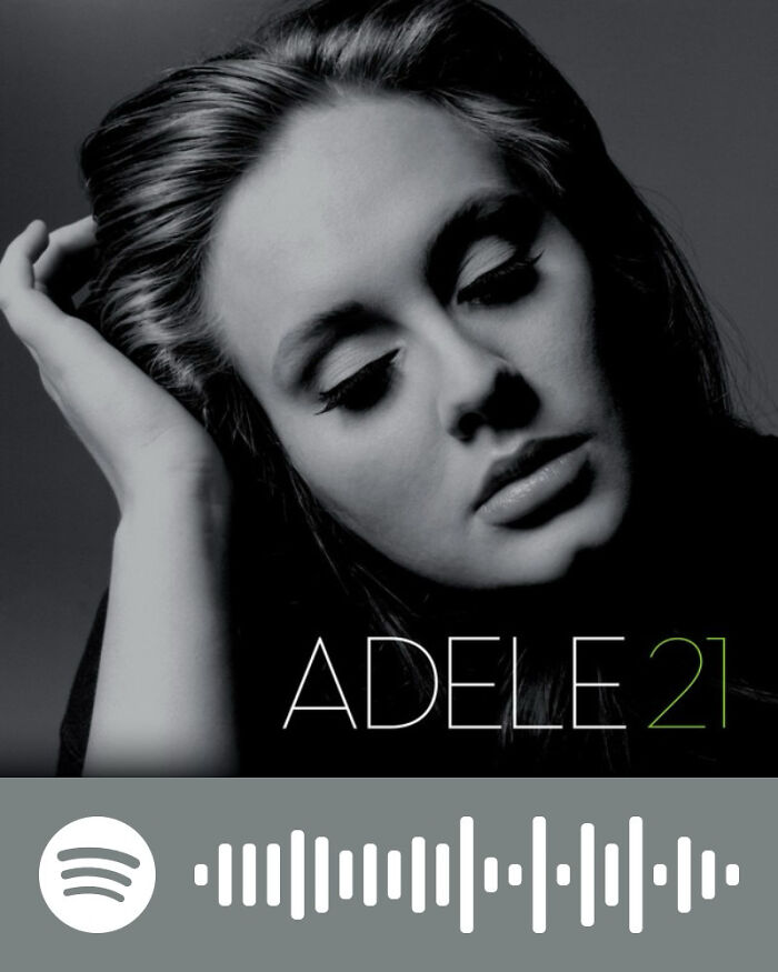Black and white close-up of Adele on album cover 21, representing songs that hurt so good in music.