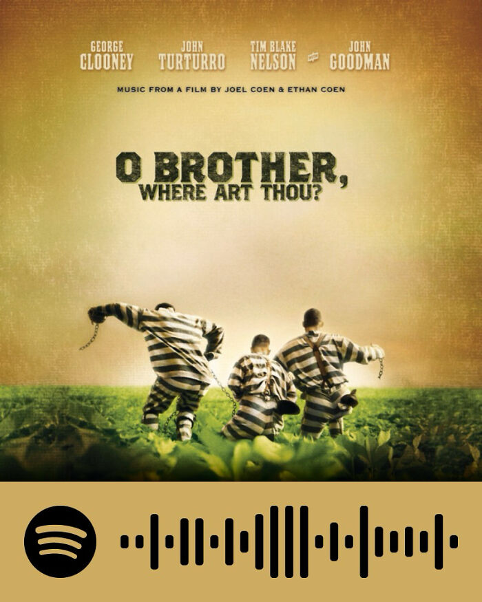 O Brother Where Art Thou album cover showing three men in striped prison uniforms walking through a field, songs that hurt so good.