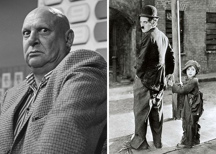 Black and white photos of two famous stars, highlighting iconic moments of beloved and controversial celebrity status.