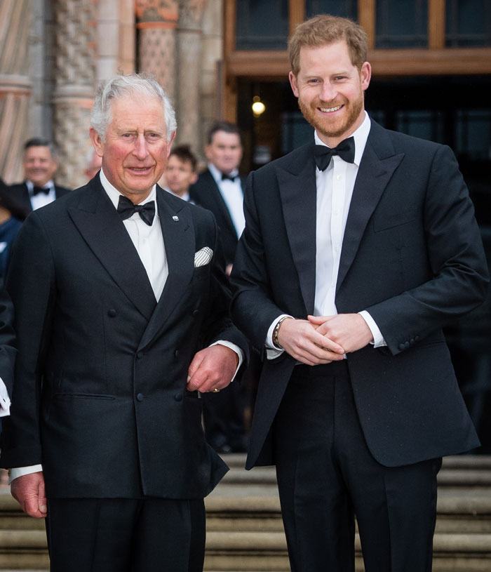 King Charles and Prince Harry in tuxedos at Windsor Castle event, highlighting Prince Harry snubbed by King Charles. King Charles and Prince Harry in tuxedos at Windsor Castle event, highlighting Prince Harry snubbed by King Charles.