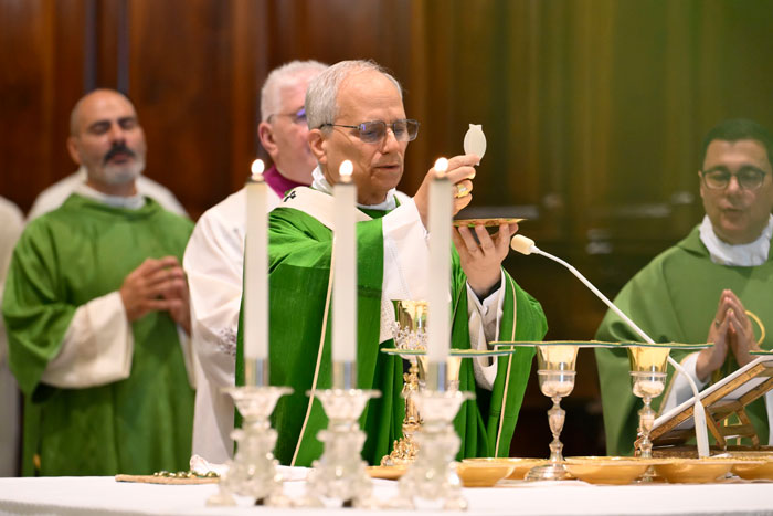 Doctor in green vestments holding Eucharist during mass, involved in Pope Leo’s miracle, breaking silence with a surprising statement. - 7