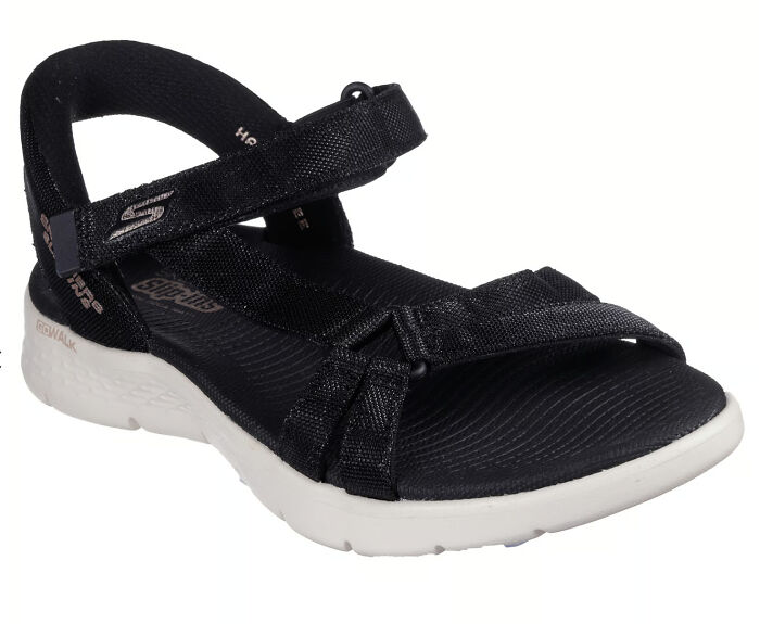 Black comfortable sandal with adjustable straps and white sole, perfect for stylish sandal season in Europe. - 3