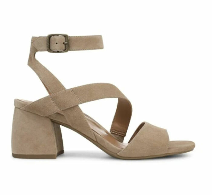 Beige suede sandal with block heel and ankle strap, perfect for stylish and comfortable sandal season in Europe. - 9