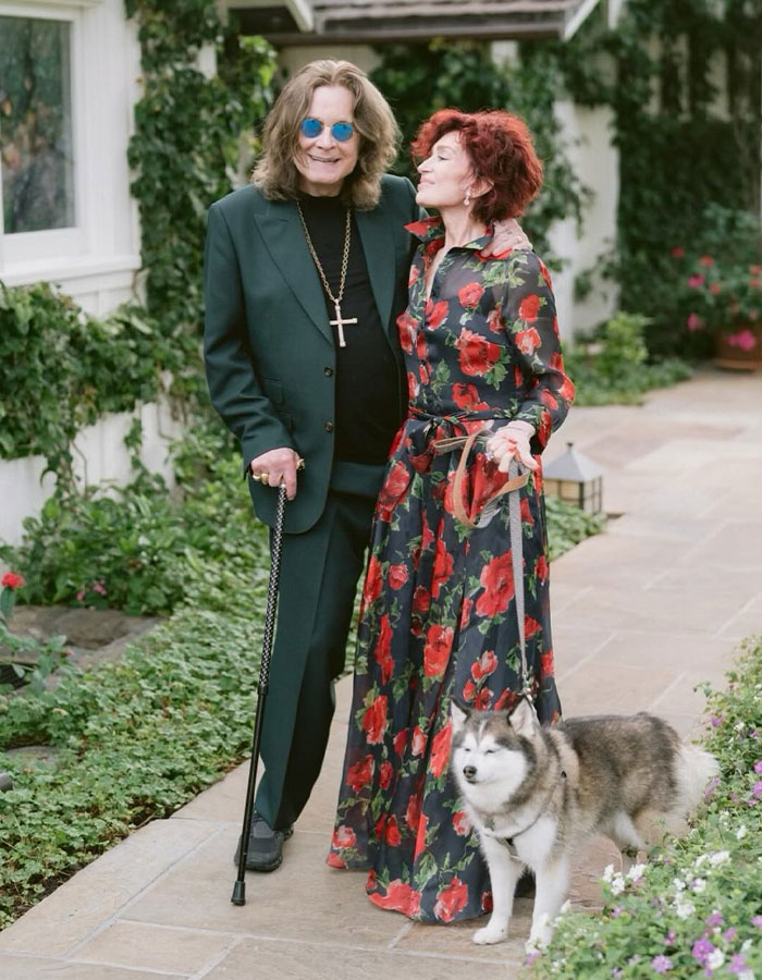 Sharon Osbourne with Ozzy Osbourne and their dog outdoors, fulfilling Ozzy’s last wish just weeks before his passing. - 4