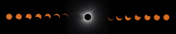 Phases of a solar eclipse captured in a sequence showcasing breathtaking space photography from the 2025 astronomy shortlist.