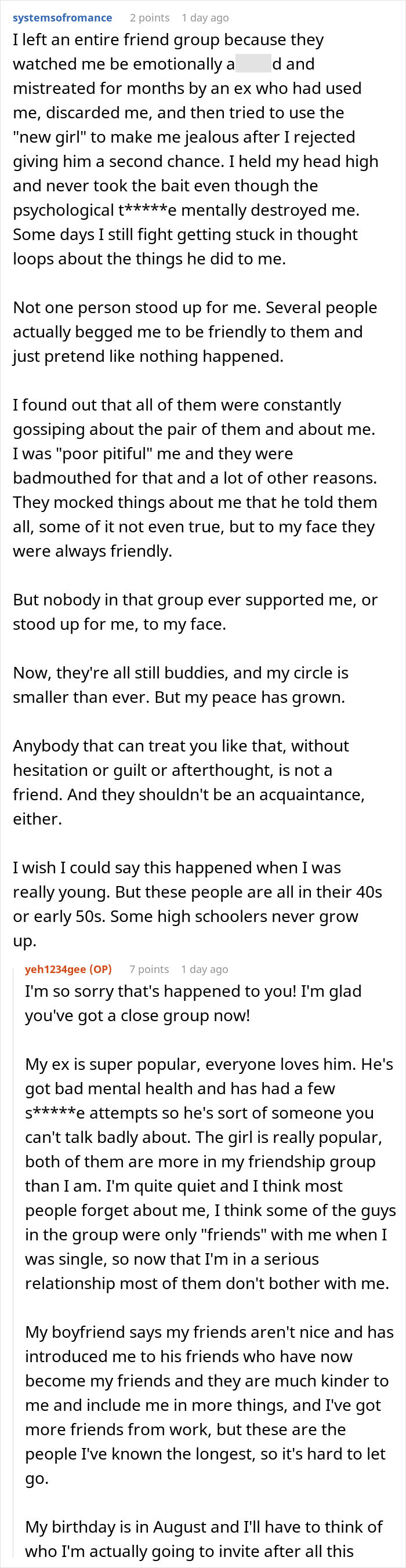 Woman emotionally revisiting past breakup after friend reveals she was the other woman in the relationship betrayal. - 24