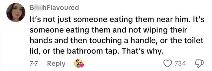 Screenshot of a social media comment discussing passenger's allergy request and hygiene concerns on a flight. Screenshot of a social media comment discussing passenger's allergy request and hygiene concerns on a flight.