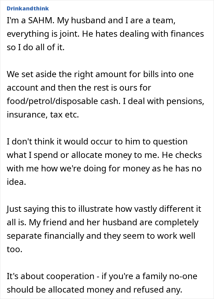Text excerpt showing a mom facing money issues while her husband tells her to budget and manage their finances together. Text excerpt showing a mom facing money issues while her husband tells her to budget and manage their finances together.
