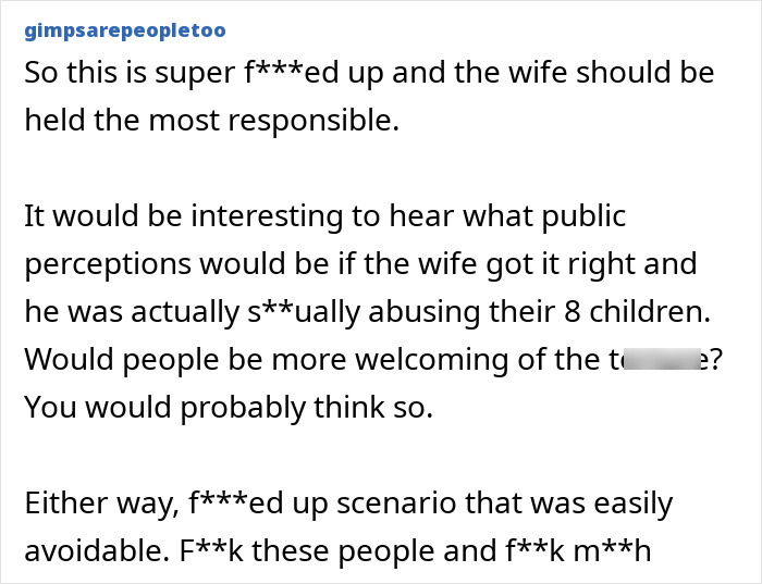 Comment discussing a vigilante who punished and executed an innocent dad he wrongly accused of assault. - 26