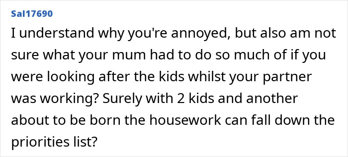 Screenshot of a forum comment discussing grandpa skipping babysitting duty and family tensions over childcare responsibilities. - 29