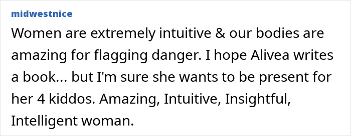 Screenshot of a comment praising women's intuition and intelligence in relation to Kaylee Goncalves’ sister facing Bryan Kohberger. - 21