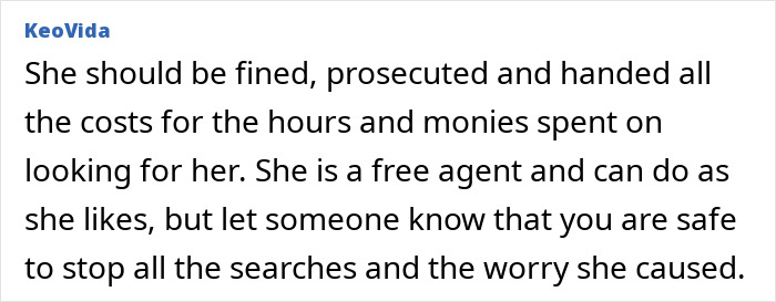 Comment expressing frustration over costs of search efforts for woman who mysteriously vanished in Death Valley. - 24