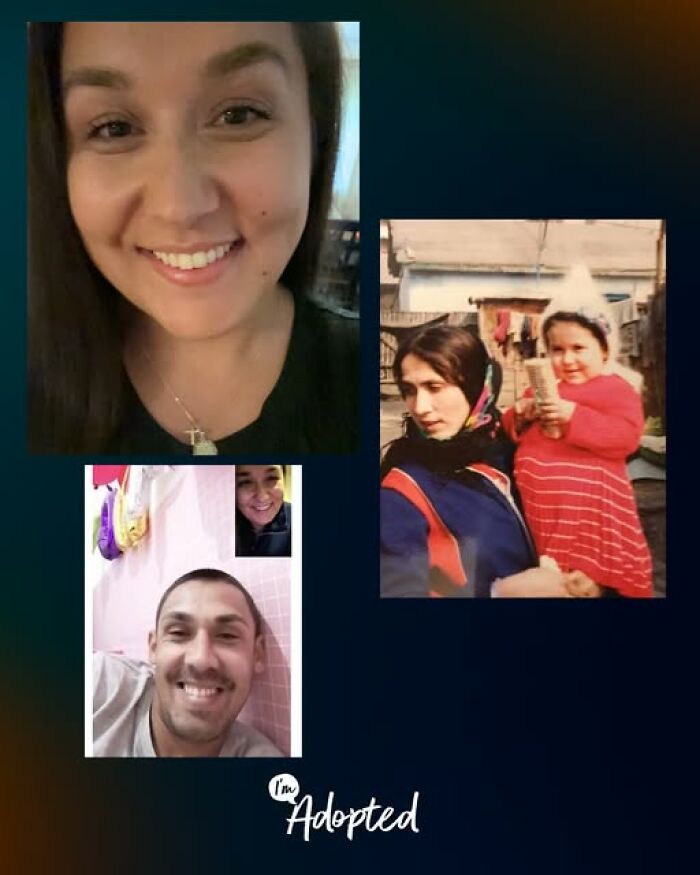 Collage of smiling individuals and a child, representing heartwarming adoption stories and family connections.