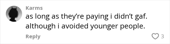 Social media comment discussing opinions related to professional escort and racial discrimination in the industry.