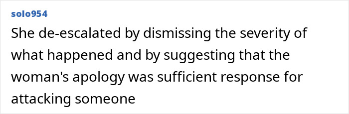 Text post showing user solo954 explaining how a woman de-escalated a situation after attacking a bus passenger over AirPods theft. - 17