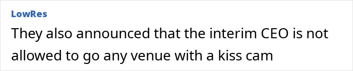 Text excerpt about Astronomer interim CEO addressing kiss cam restrictions following resignation. Text excerpt about Astronomer interim CEO addressing kiss cam restrictions following resignation.