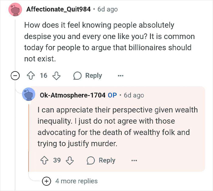 Reddit conversation highlighting views on wealthy heirs, family pressure, privilege, and challenges of life at the top.